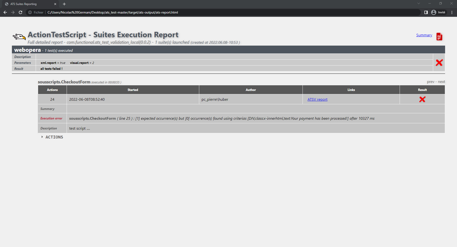 Agilitest reports