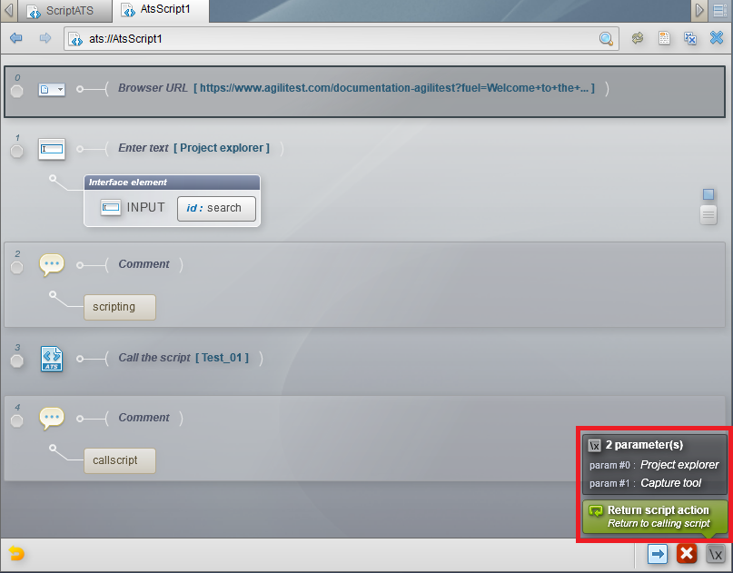 parameters showing