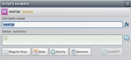 script's variables menu