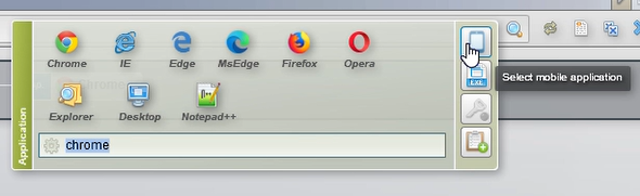 Mobile application selection button