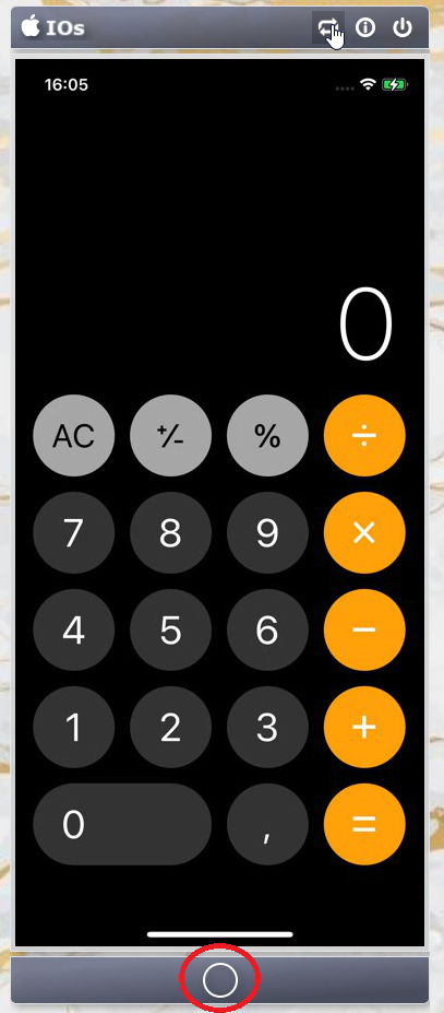 Home button on the device