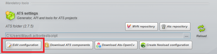 Edit configuration button