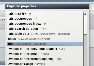 text property from the captured properties