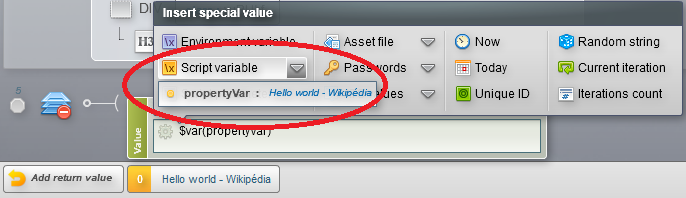 property var from script variable