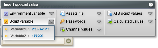 values of the script variables