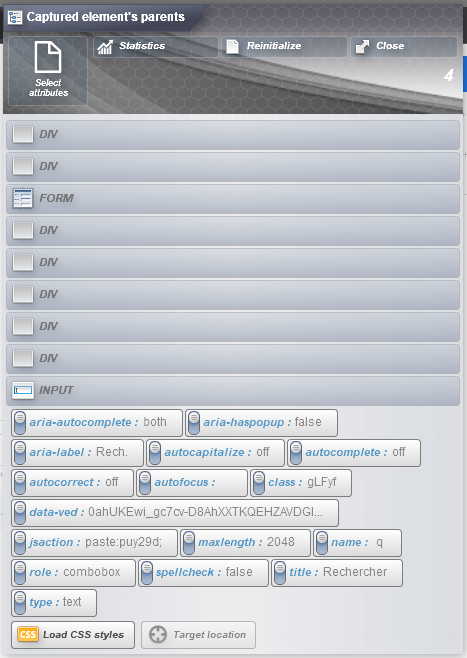 attributes in the capture element's parents window