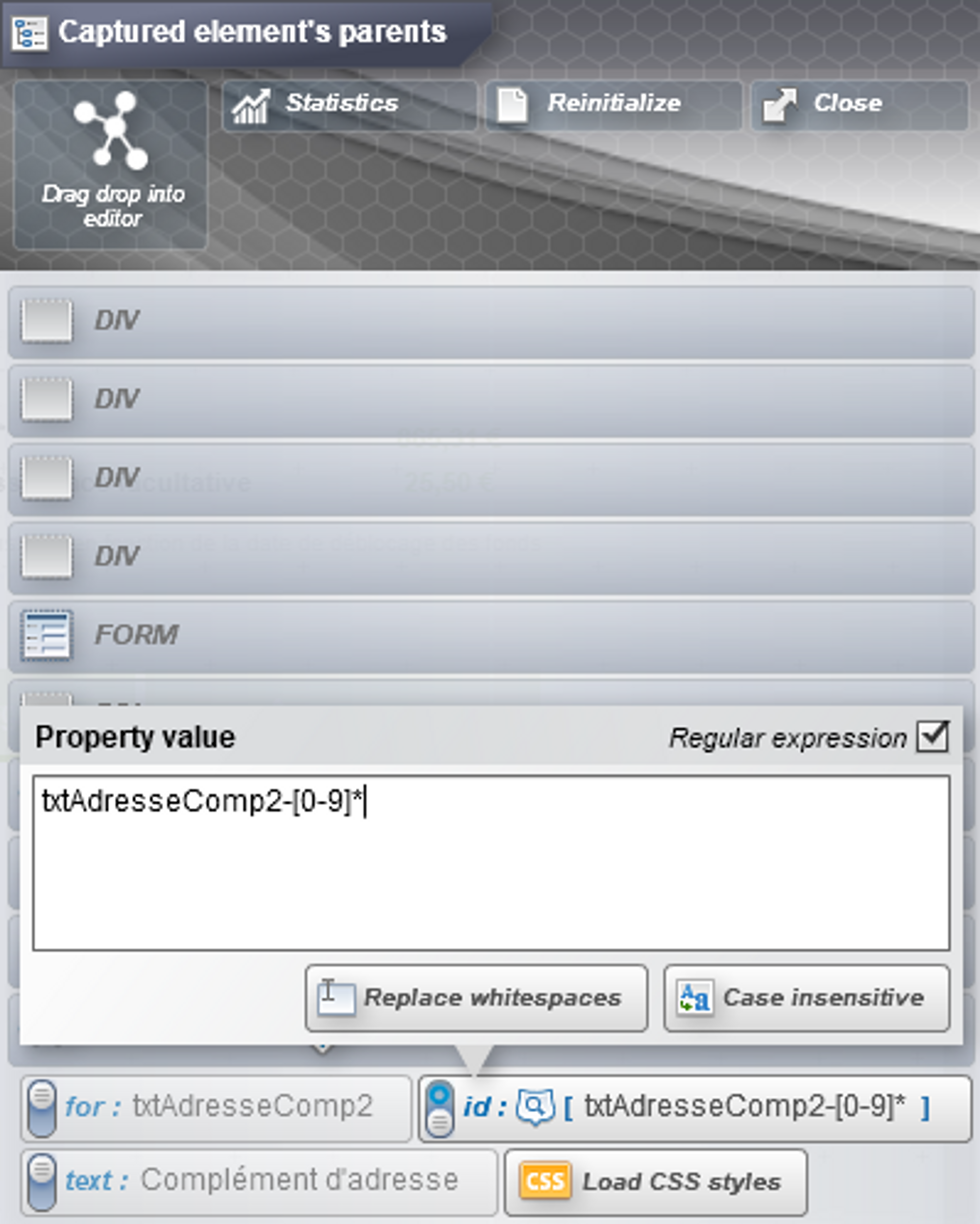 regular expression in the capture