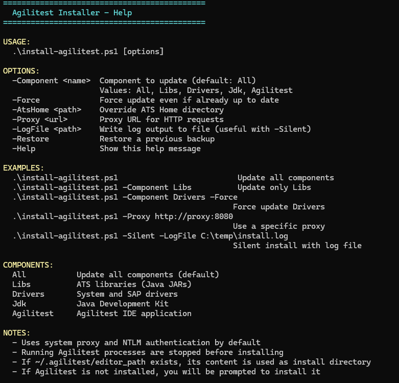 Help screen